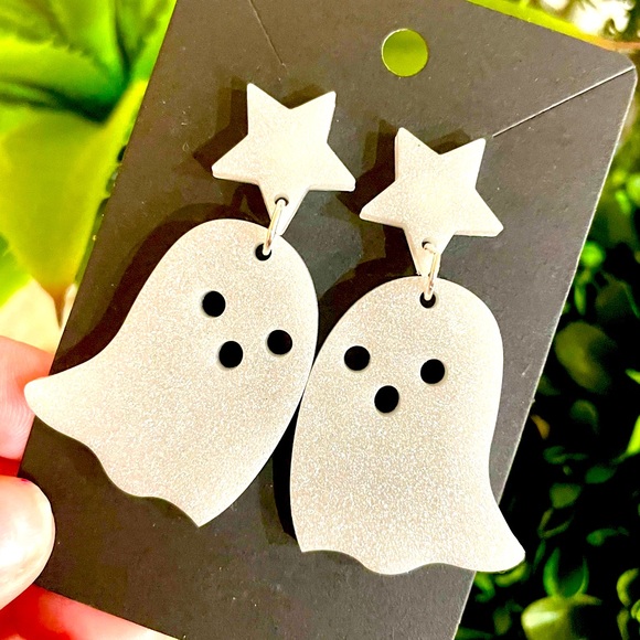Acrylic Star Ghost Earrings - Picture 1 of 7